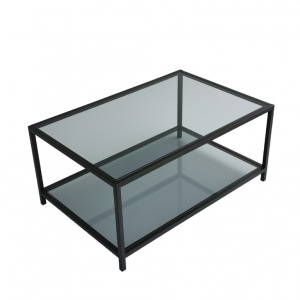Masuta de Cafea Model Huynh, 90x60x40 cm, Negru, Blat Sticla securizata - Img 10