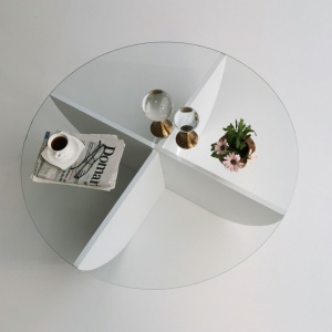 Masuta de Cafea Model Ivan, 90x90x30 cm, Alb, Blat Sticla securizata - Img 10