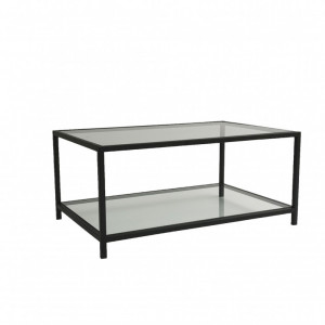 Masuta de Cafea Model Juelz, 90x60x40 cm, Negru, Blat Sticla securizata - Img 7
