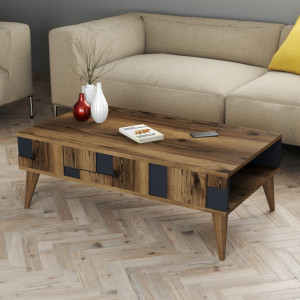 Masuta de Cafea Model Kent, 105x60x37.6 cm, Nuc/Antracit - Img 3