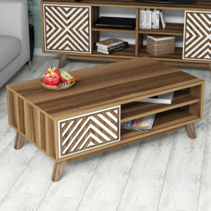 Masuta de Cafea Model Larson, 105x60x38.2 cm, Nuc/Alb - Img 3