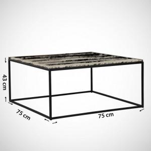 Masuta de Cafea Model Mayer, 75x75x43 cm, Negru marmorat - Img 3
