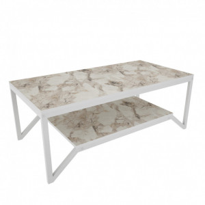 Masuta de Cafea Model Nina, 120x60x45.8 cm, Alb marmorat - Img 3