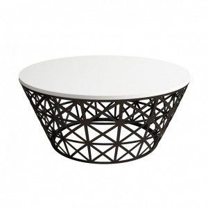 Masuta de Cafea Model Roach, 90x90x38 cm, Alb/Negru - Img 4