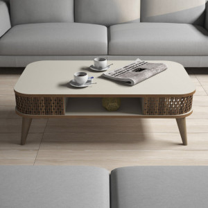 Masuta de Cafea Model Schroeder, 105x60x34.6 cm, Crem - Img 2