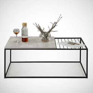 Masuta de Cafea Model Sloan, 95x55x43 cm, Stejar deschis/Negru - Img 2