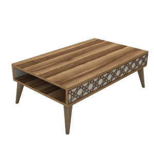Masuta de Cafea Model Trevino, 105x60x36.6 cm, Nuc/Crem - Img 3