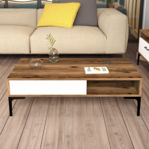 Masuta de Cafea Model Walker, 105x60x32.6 cm, Nuc/Alb - Img 3