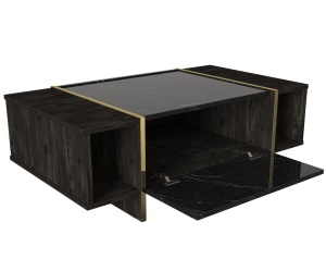 Măsuţă de cafea Veyron Negru 103.8x37.3x60 cm - Img 5