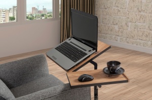 Masuta pentru Laptop Salvador, model Glen, 37x87x40 cm, Pin atlantic/Negru - Img 9