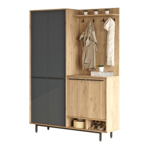 Mobilă hol Cloat, natural/antracit, 147.4x35.5x195.6 cm