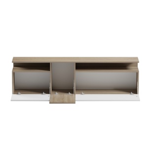 Mobilă TV Vendora, stejar sonoma/alb, 150x29.5x46.3 cm - Img 2