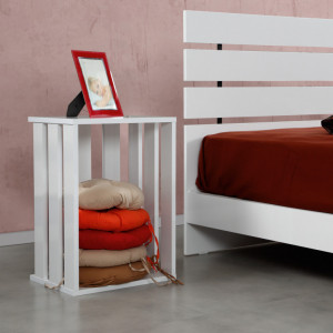 Noptiera Model Bullock, Alb, 60x33x43cm - Img 2