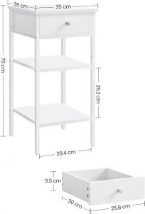 Noptiera Model Cline, Alb, 35x35x70cm - Img 6