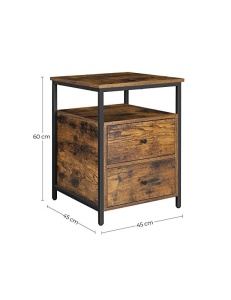 Noptiera, Vasagle, 2 sertare, Maro Rustic, LET067B01, 45 x 45 x 60 cm - Img 2