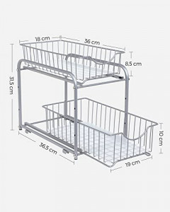 Organizator bucatarie, Songmics, Argintiu, 36x21x25.5-31.5 cm - Img 5