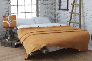 Patura pentru Pat 1 Persoana Model Pom Pom Mustard - Img 1