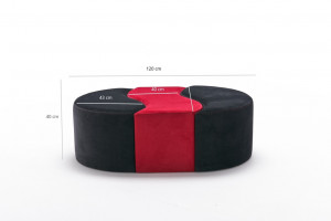 Pouf Alya, Negru Roșu - Img 5