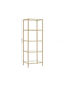 Raft cu polite din sticla, Model Melina, Auriu, 30x40x124.5 cm - Img 3