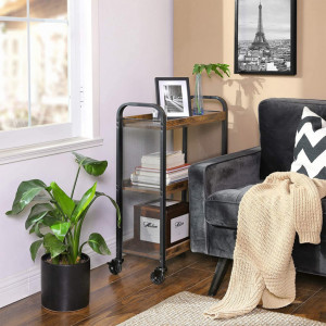 Raft cu Roti Model Silas, Maro rustic/Negru, 66x26x85 cm - Img 4