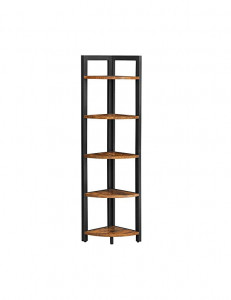 Raft de colț cu 5 polițe, stil industrial, Maro Rustic/Negru, 30 × 30 × 150 cm