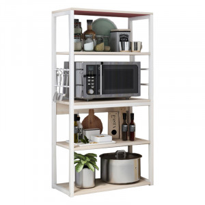 Raft metalic Model Trenton, Alb/Natural, 50x30x129 cm - Img 1