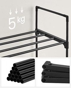 Raft pentru încălțăminte SONGMICS, 3 polițe, metal, Negru, 92 × 30 × 55 cm - Img 5