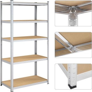 Raft Songmics, 5 rafturi, 50 x 100 x 200 cm, Silver, GLR050E01 - Img 3