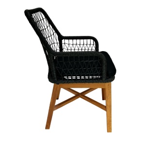 Scaun cu Brate Model Elaiza, Natur/Negru, 58x60x90 cm - Img 3