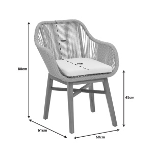 Scaun cu Brate Model Kalie, Natur/Bej, 60x61x80 cm - Img 8