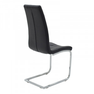 Scaun Darrell piele ecologica negru - metal cromat 42x49x106cm - Img 2