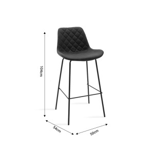 Scaun de bar Faith, gri închis/negru, 50x54x104 cm - Img 4