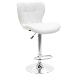Scaun de bar, inaltime ajustabila, Model Coozy, Alb, 46x47x112 cm - Img 5