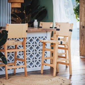 Scaun de bar Julien, natural/negru, 45x46x95 cm - Img 2