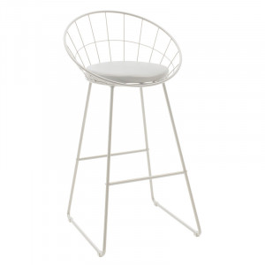 Scaun de bar Model Seth, Alb, 52x52x96 cm - Img 1