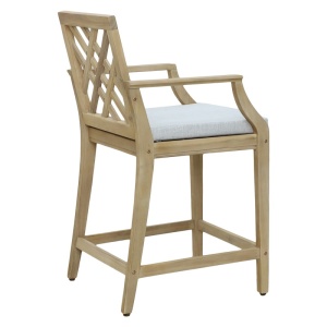 Scaun de bar pentru exterior, Model Amalfi, culoare bej si natural, lemn masiv de salcam, 59x63.5x104.9 cm - Img 8