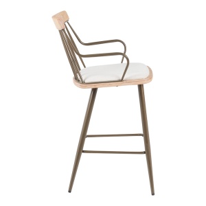 Scaun de bar Posse, bej/bronz/alb, 48x54x92.5 cm - Img 3