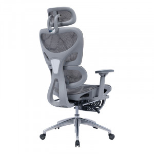 Scaun de birou manager cu suport pentru picioare Thelonius plasa gri - Img 2