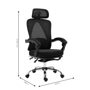 Scaun de birou manager cu suport pentru picioare Titan Premium Quality tesatura de calitate superioara - plasa neagra - Img 12