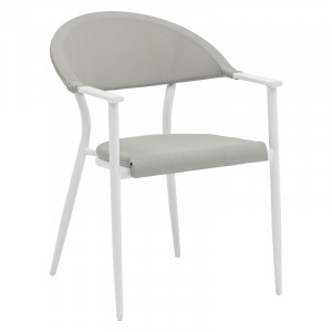 Scaun de gradina Pino aluminiu alb, textilena gri - Img 1