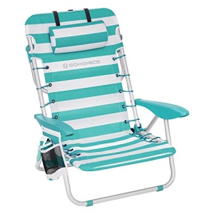Scaun de plaja, Songmics, Verde-Alb, 63x68x75 cm - Img 2