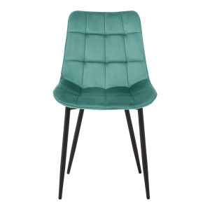 Scaun dining Berne, tapițat cu catifea, Albastru petrol/Negru, 53 × 57 × 87 cm - Img 4