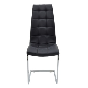 Scaun dining Darrell, tapițat cu piele ecologică, cadru metalic cromat, Negru/Crom, 42 × 49 × 106 cm - Img 3