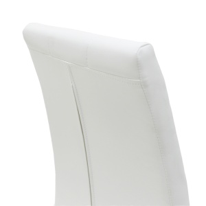 Scaun dining Darrell, tapițat cu piele ecologică, cadru metalic cromat, Alb/Crom, 42 × 49 × 106 cm - Img 5