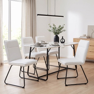 Scaun dining Essential, tapițat cu material textil, Alb/Negru, 54 × 59 × 89 cm