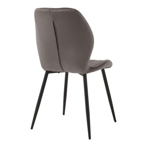 Scaun dining Jelour, tapițat cu catifea, Gri închis/Negru, 55 × 54,5 × 84,5 cm - Img 2