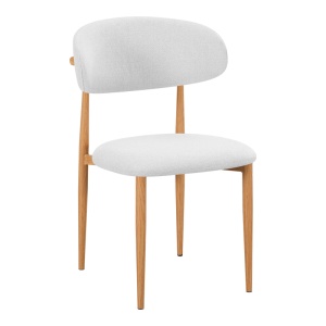 Scaun dining Kaourt, tapițat cu material textil, Gri/Natur, 49 × 55 × 80 cm - Img 2