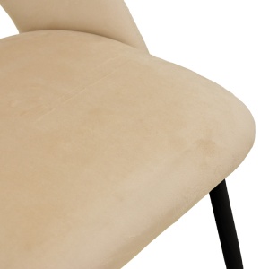 Scaun dining Nelda, tapițat cu catifea, Bej/Negru, 44 × 58 × 82 cm - Img 7