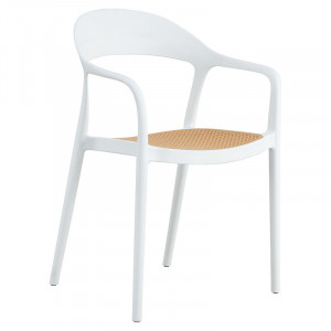 Scaun exterior Ember cu protectie UV plastic bej-alb 52.5x56.5x81cm