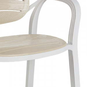 Scaun exterior Gentle plastic culoare alb, cappuccino - Img 3
